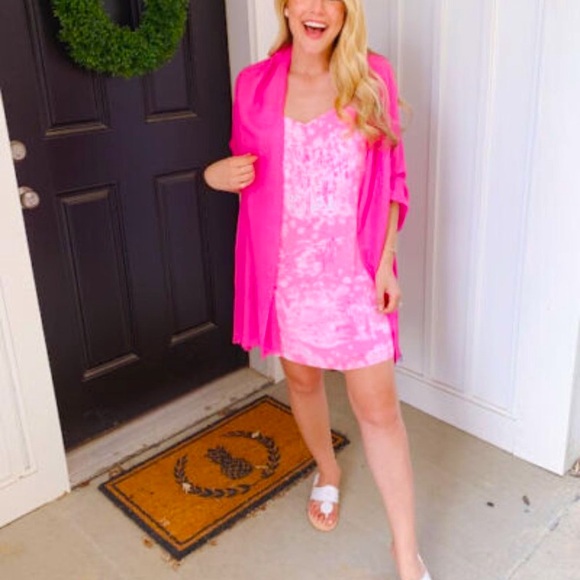 Lilly Pulitzer NWOT 🦄 Dusk Silk Dress Pink Sorbet Pop Up Skinny Dippin Size XXS - Picture 9 of 10